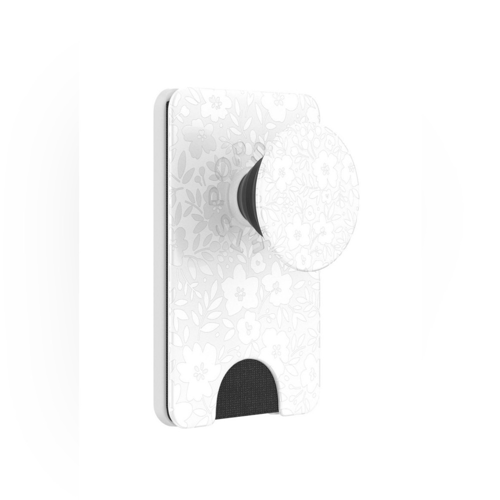 PopSockets Phone Wallet+ White Blanc Fresh Textured MagSafe Compatible/Adapter